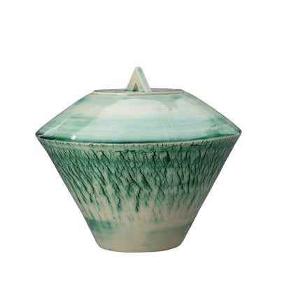 Pottery Wheel Urn for Ashes "Legatum" - Large | Verdigris | Ceramic - Pulvis Art Urns