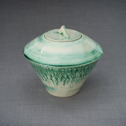 Pottery Wheel Urn for Ashes "Legatum" - Large | Verdigris | Ceramic - Pulvis Art Urns