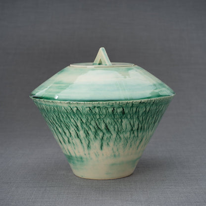 Pottery Wheel Urn for Ashes "Legatum" - Large | Verdigris | Ceramic - Pulvis Art Urns