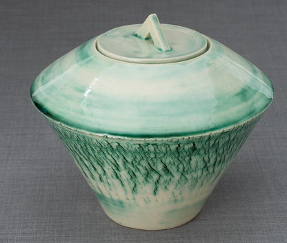 Pottery Wheel Urn for Ashes "Legatum" - Large | Verdigris | Ceramic - Pulvis Art Urns
