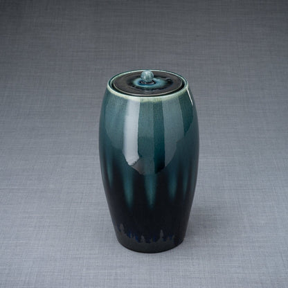 Pottery Wheel Urn for Ashes "Memory" - Large | Green blend | Ceramic - Pulvis Art Urns