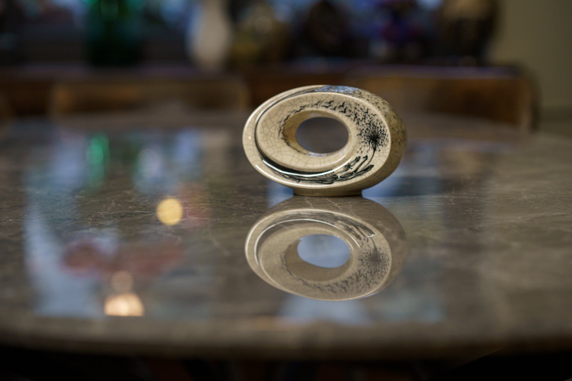 Hand Decorated Keepsake "The Passage - Birds" - Ceramic Keepsake - Pulvis Art Urns