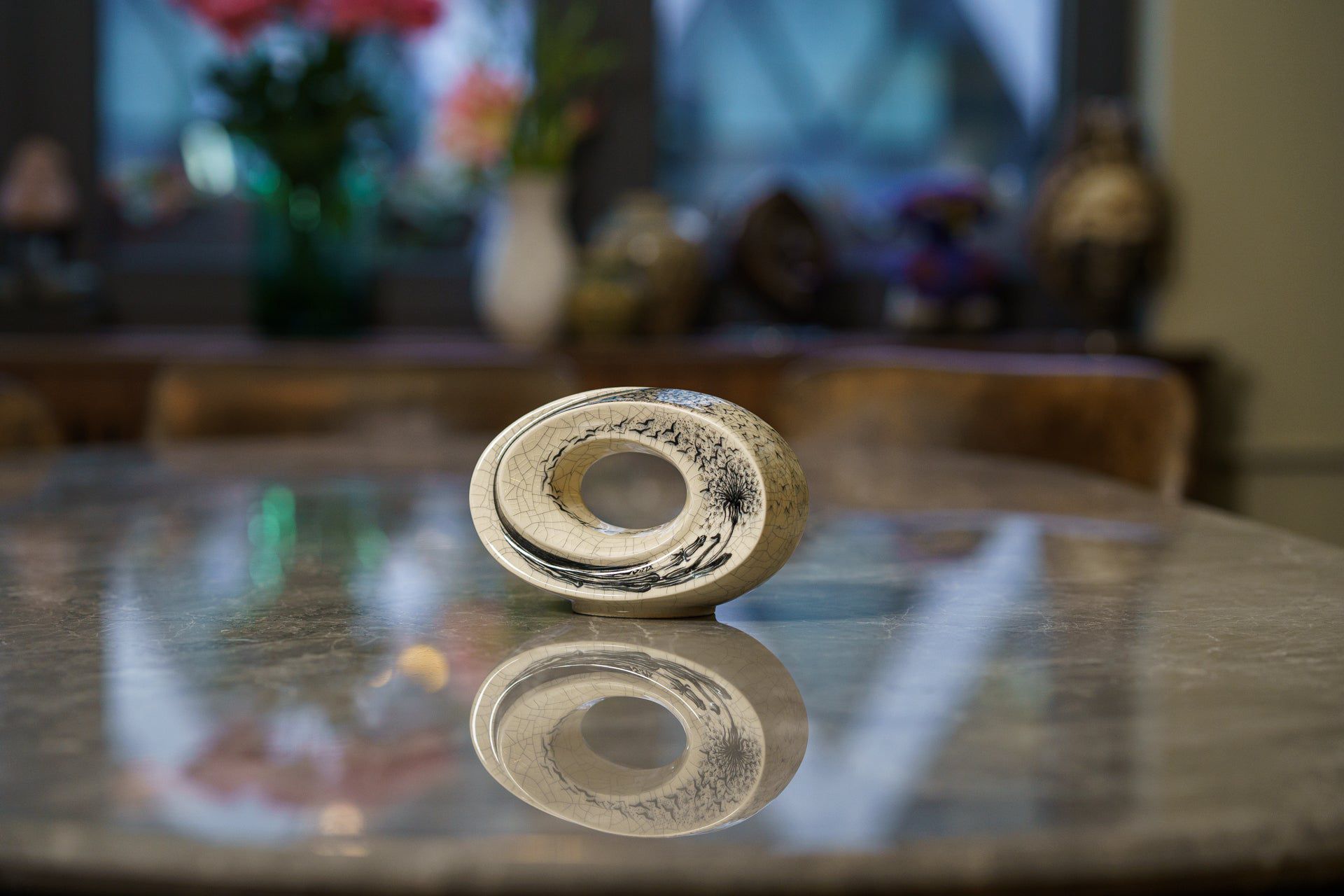 Hand Decorated Keepsake "The Passage - Birds" - Ceramic Keepsake - Pulvis Art Urns