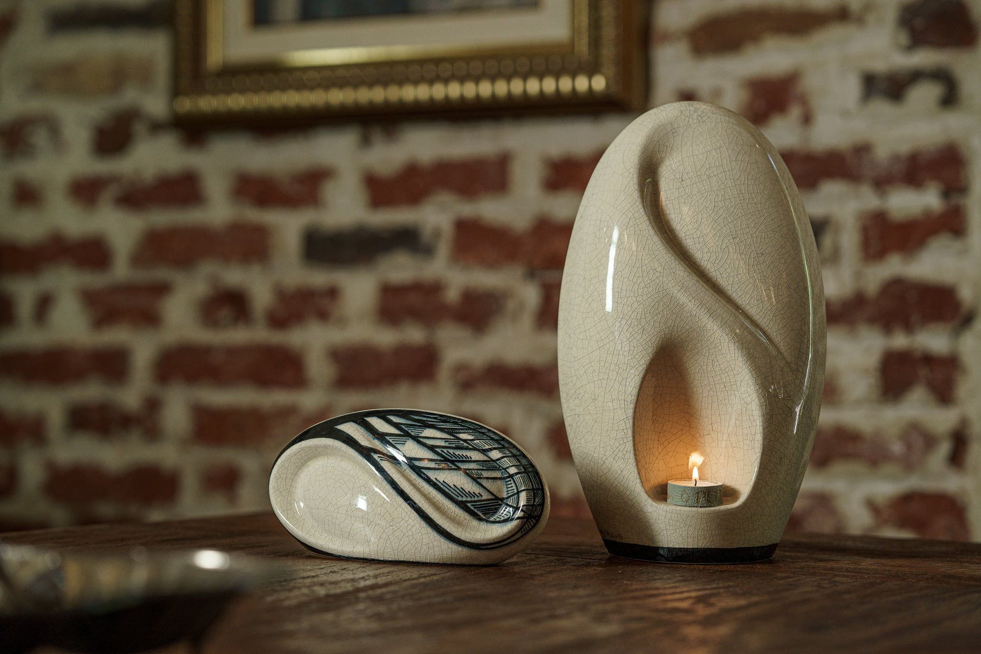 Handmade Decorated Eternity Keepsake "Forest" - Ceramic Urn - Pulvis Art Urns