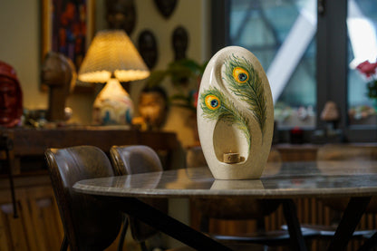 Handmade Decorated Eternity Urn "Feathers" - Large | Ceramic Urn - Pulvis Art Urns