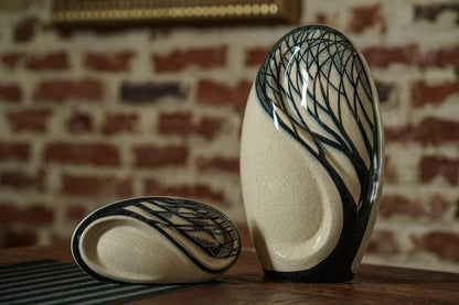 Handmade Decorated Eternity Urn "Forest" - Large | Ceramic Urn - Pulvis Art Urns