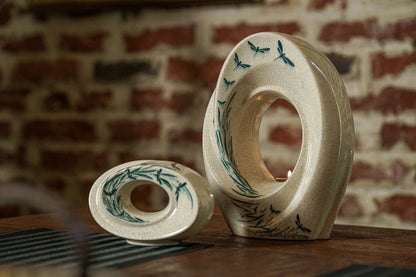 Handmade Decorated Keepsake "The Passage - Dragonflies" - Ceramic - Pulvis Art Urns