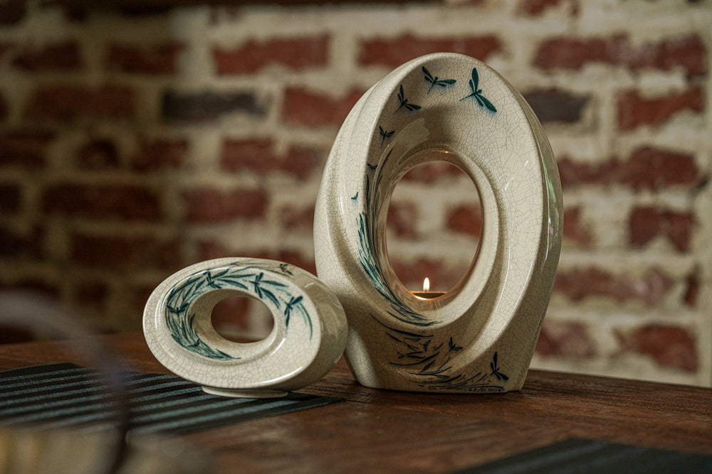 Pulvis Art Urns Exclusive Urn Handmade Decorated Keepsake for Ashes "The Passage" - Ceramic