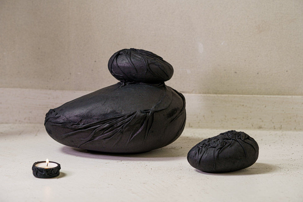 Pulvis Art Urns Exclusive Urn Leather Cremation Urn for Ashes "Stone" - Exclusive Edition