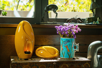 Eternity Handmade Cremation Keepsake Urn - Small Urn | Amber Yellow | Ceramic - Pulvis Art Urns