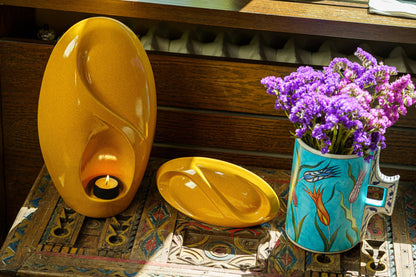 Eternity Handmade Cremation Keepsake Urn - Small Urn | Amber Yellow | Ceramic - Pulvis Art Urns