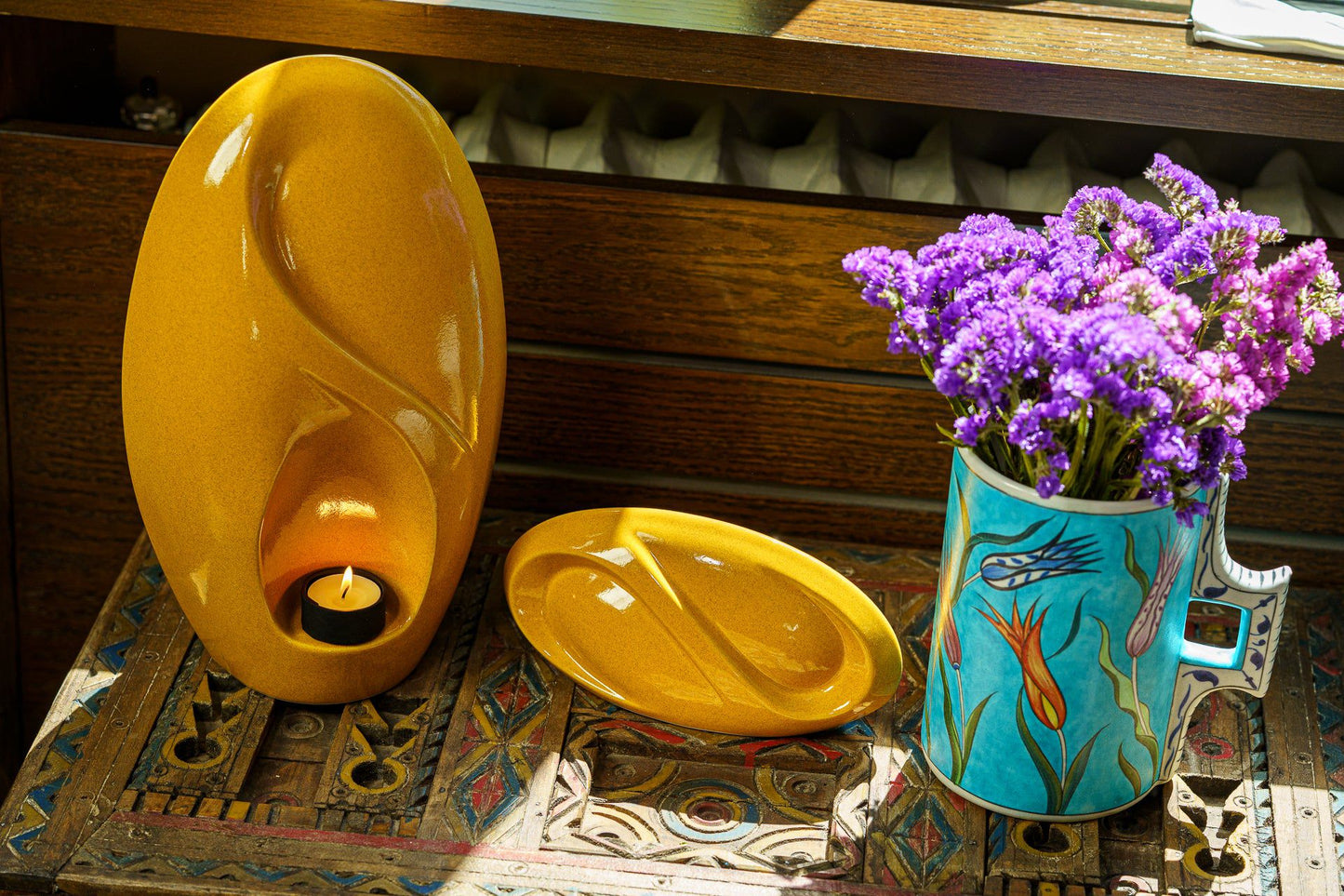 
                  
                    Pulvis Art Urns Keepsake Urn Eternity Handmade Cremation Keepsake Urn - Small | Amber Yellow | Ceramic
                  
                