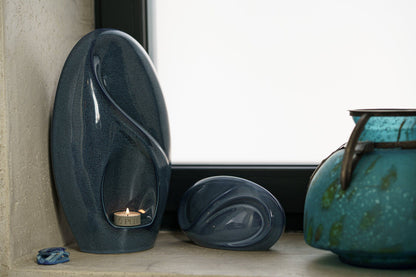 Eternity Handmade Cremation Keepsake Urn - Small | Blue Melange | Ceramic - Pulvis Art Urns