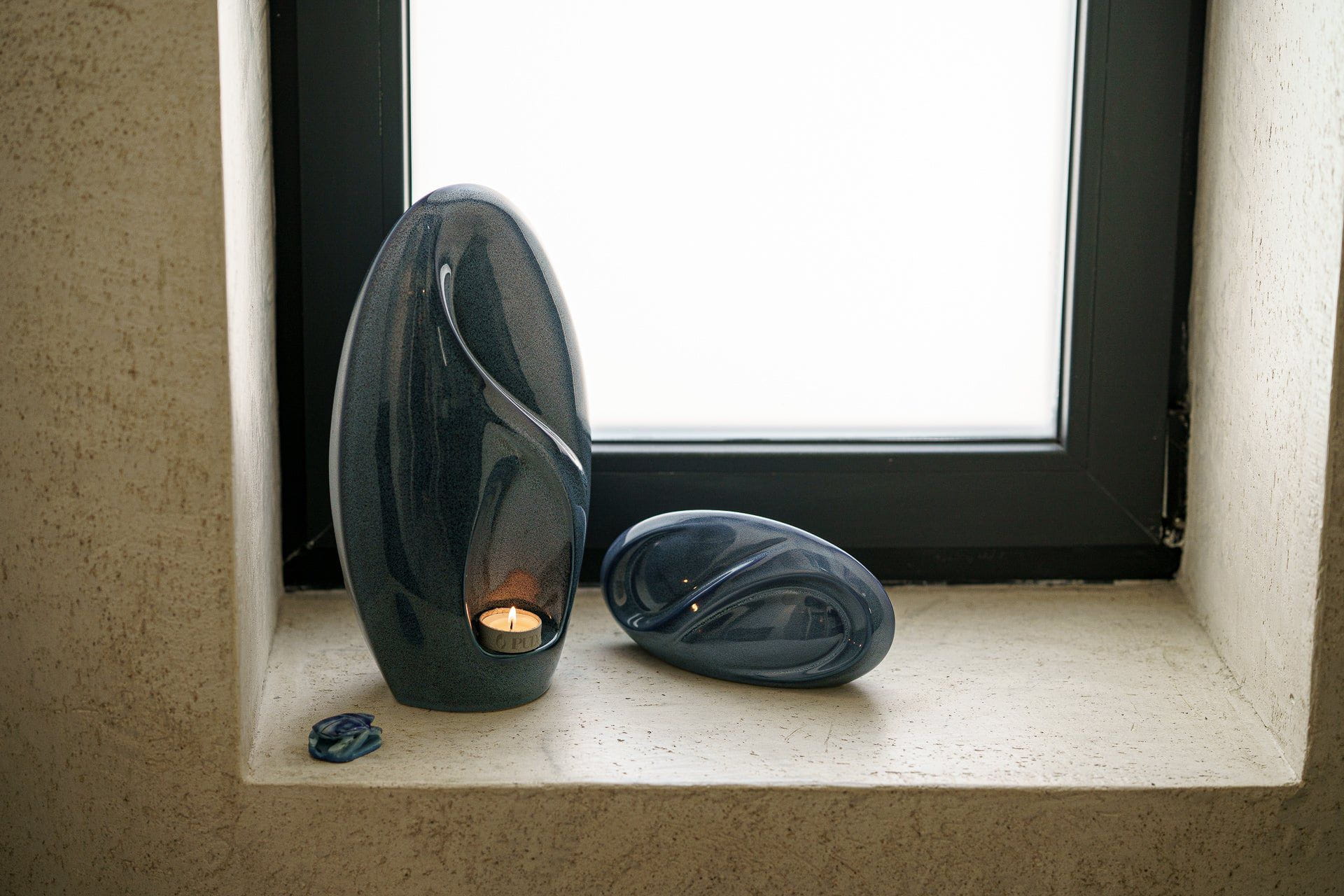 Eternity Handmade Cremation Keepsake Urn - Small | Blue Melange | Ceramic - Pulvis Art Urns