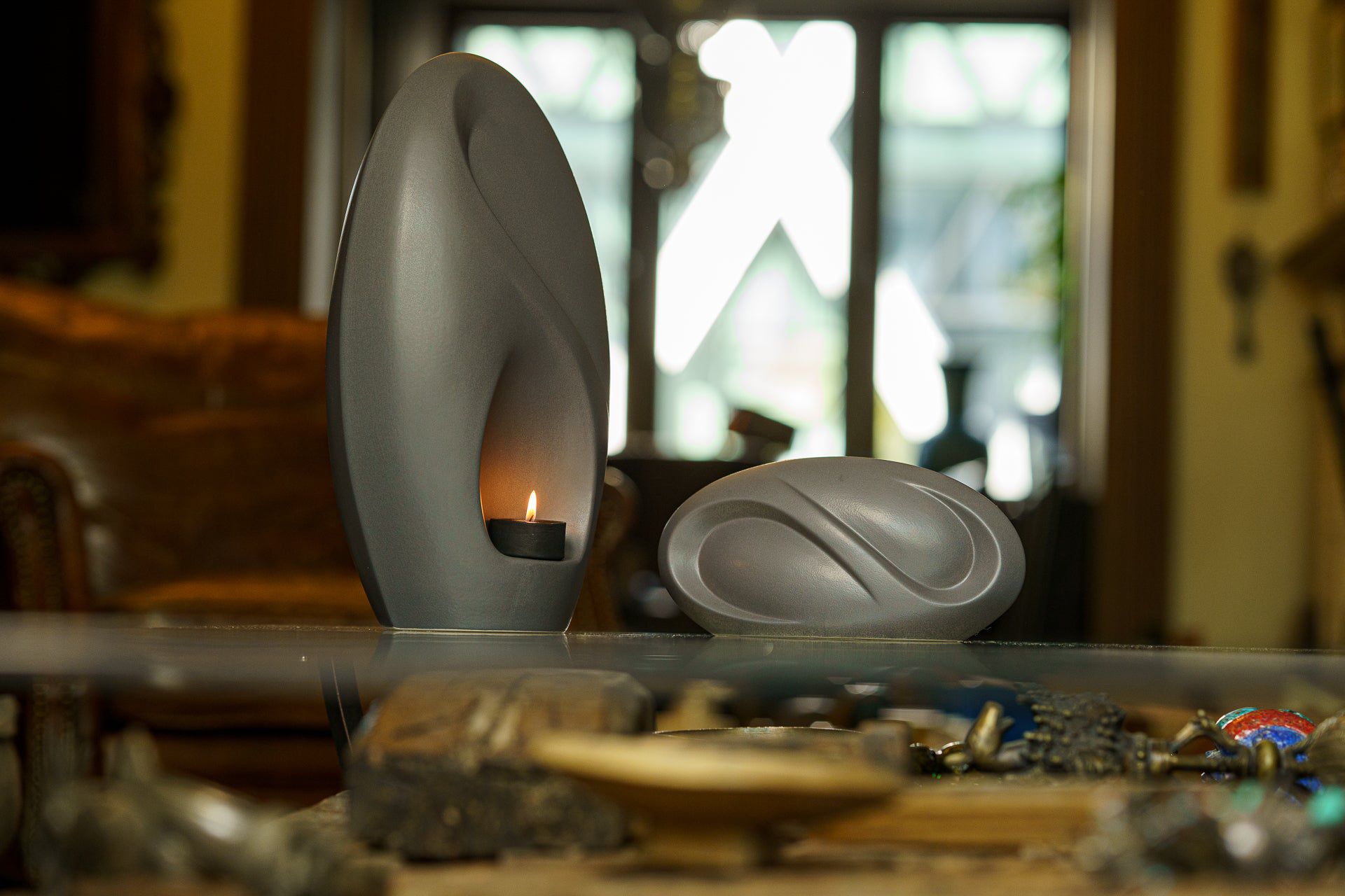 Eternity Handmade Cremation Keepsake Urn - Small Urn | Gray Matte | Ceramic - Pulvis Art Urns