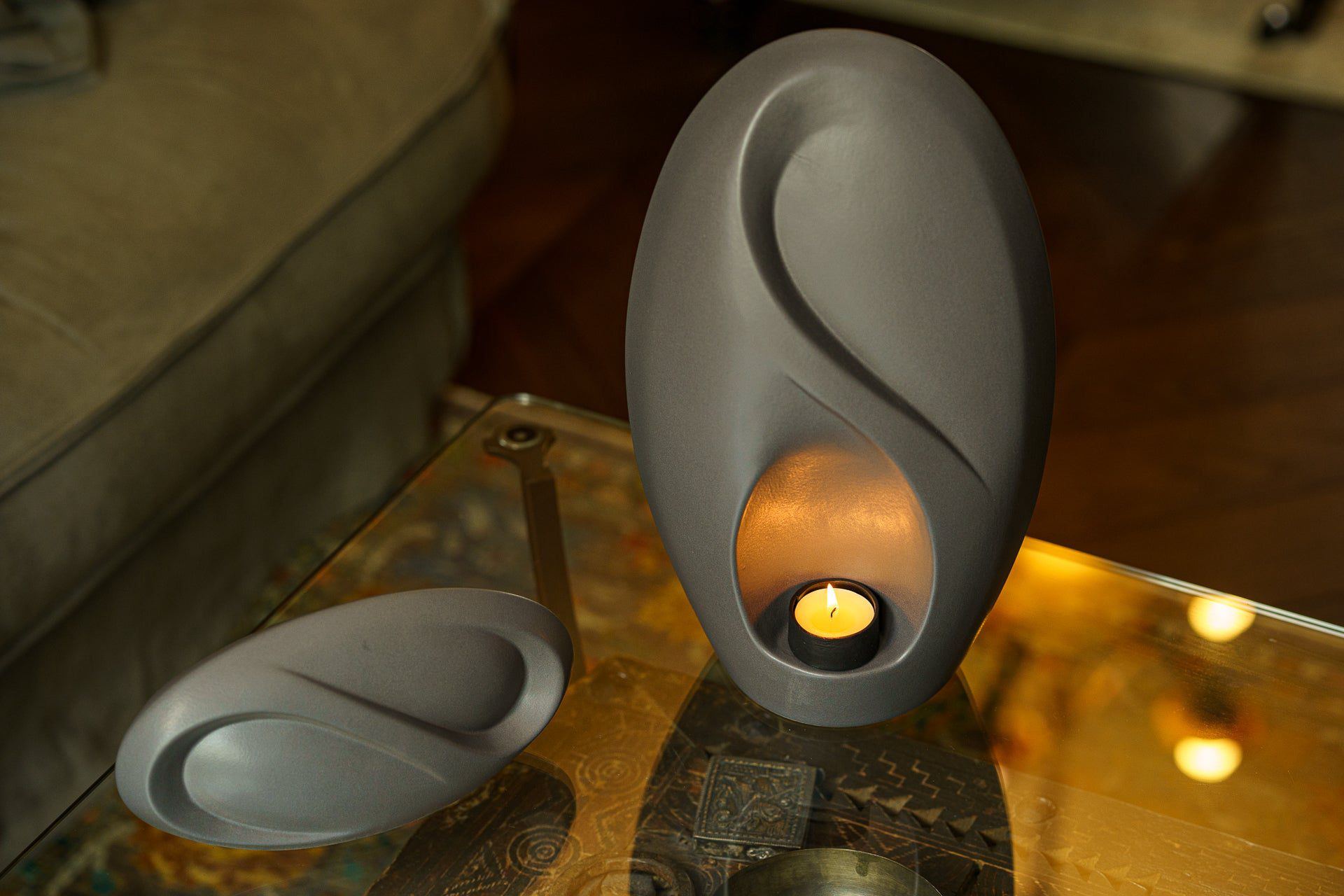 Eternity Handmade Cremation Keepsake Urn - Small Urn | Gray Matte | Ceramic - Pulvis Art Urns