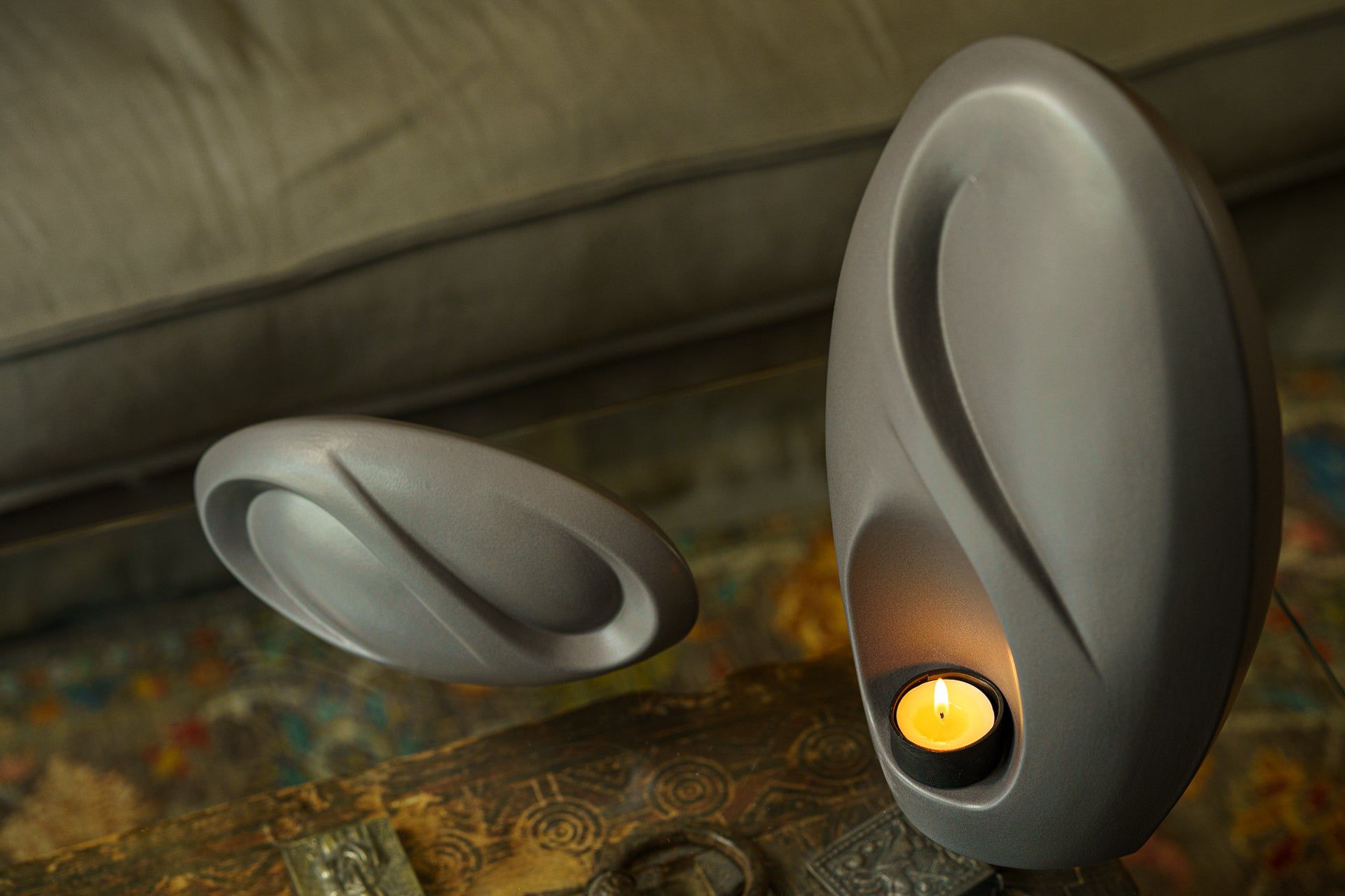 Eternity Handmade Cremation Keepsake Urn - Small Urn | Gray Matte | Ceramic - Pulvis Art Urns