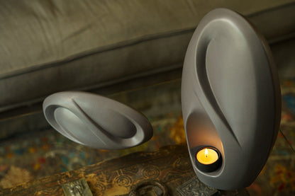 Eternity Handmade Cremation Keepsake Urn - Small Urn | Gray Matte | Ceramic - Pulvis Art Urns