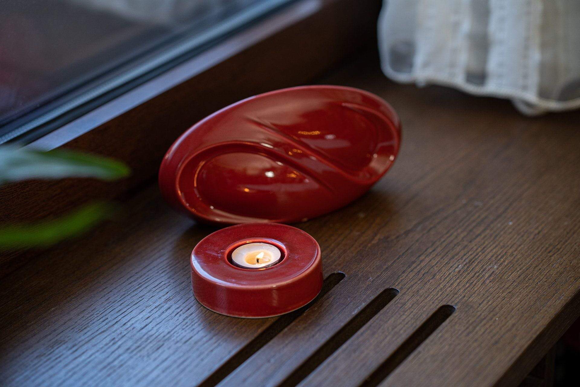 Eternity Handmade Cremation Keepsake Urn - Small Urn | Red | Ceramic - Pulvis Art Urns