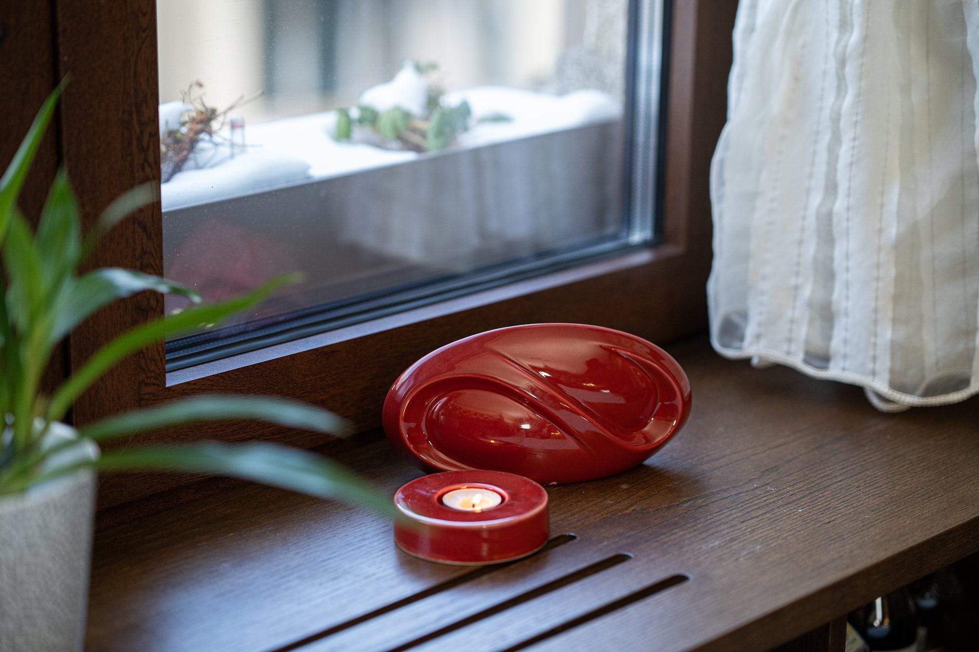 Eternity Handmade Cremation Keepsake Urn - Small Urn | Red | Ceramic - Pulvis Art Urns