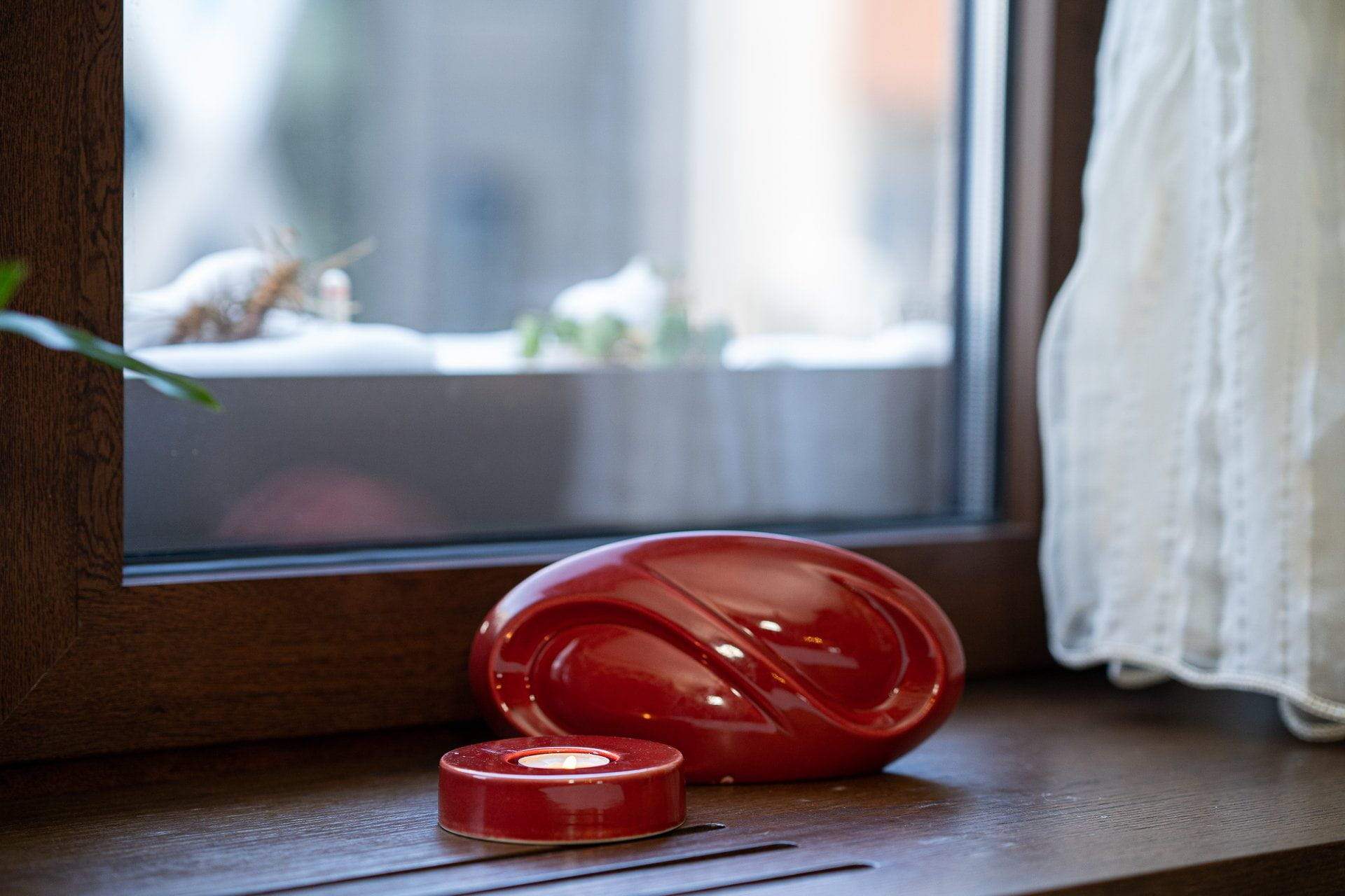 Eternity Handmade Cremation Keepsake Urn - Small Urn | Red | Ceramic - Pulvis Art Urns