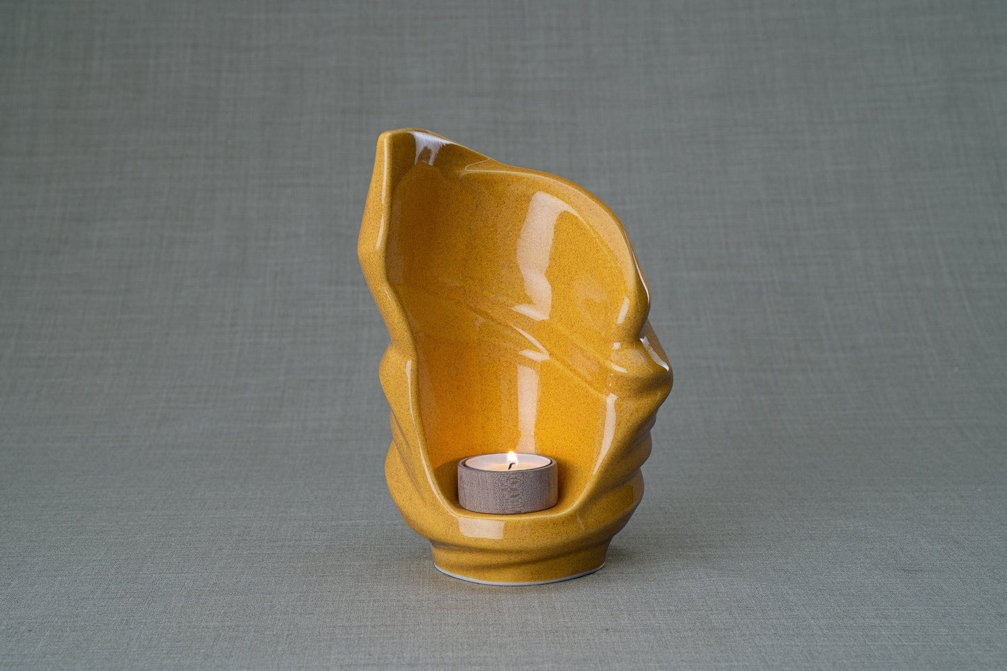 Pulvis Art Urns Keepsake Urn Handmade Cremation Keepsake Urn "Light" - Small | Amber Yellow | Ceramic