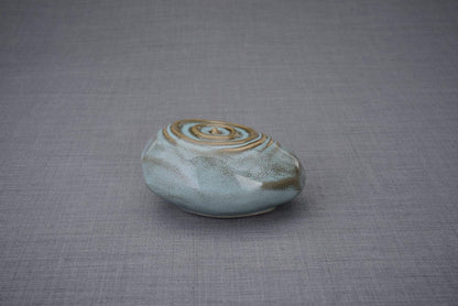 Handmade Cremation Keepsake Urn "Resonance" - Small Urn | Oily Green Melange | Ceramic - Pulvis Art Urns