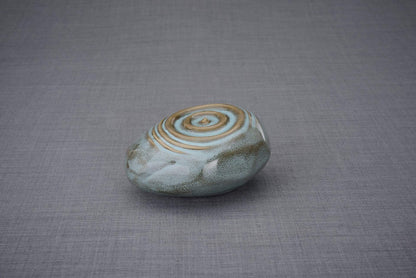 Handmade Cremation Keepsake Urn "Resonance" - Small Urn | Oily Green Melange | Ceramic - Pulvis Art Urns