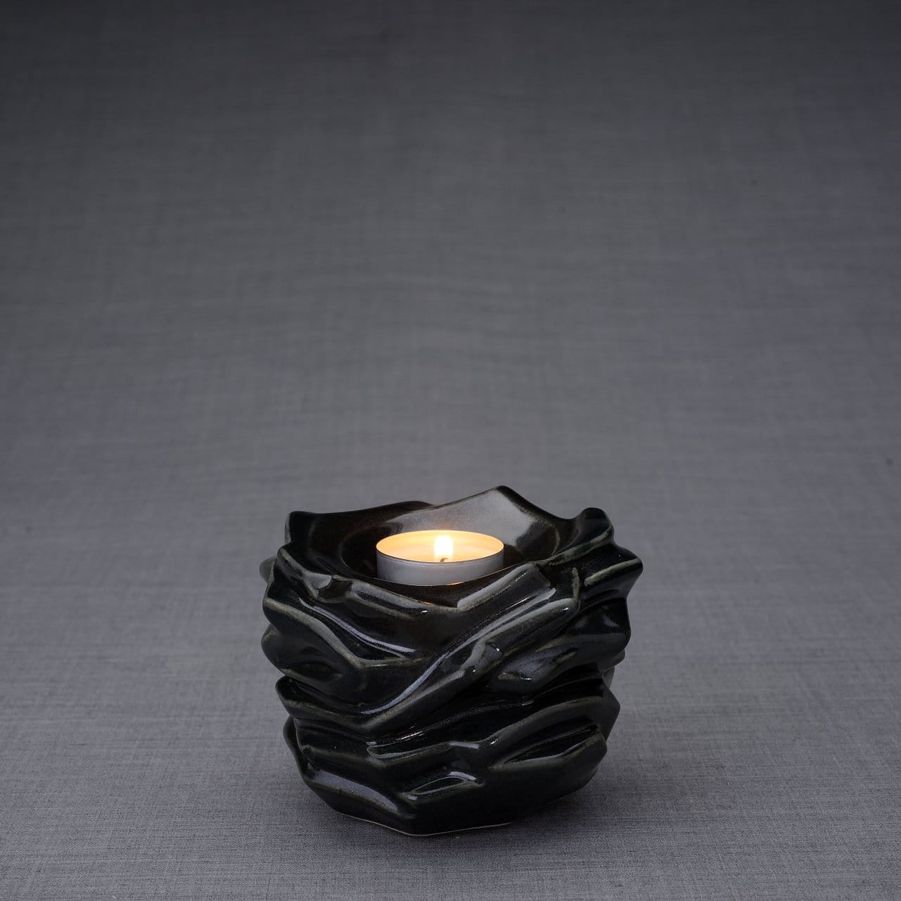 Candleholder Keepsake Urn For Ashes | Black Gloss | Ceramic Keepsake - Pulvis Art Urns