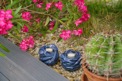 Candleholder Keepsake Urn For Ashes | Blue Melange | Ceramic Keepsake - Pulvis Art Urns