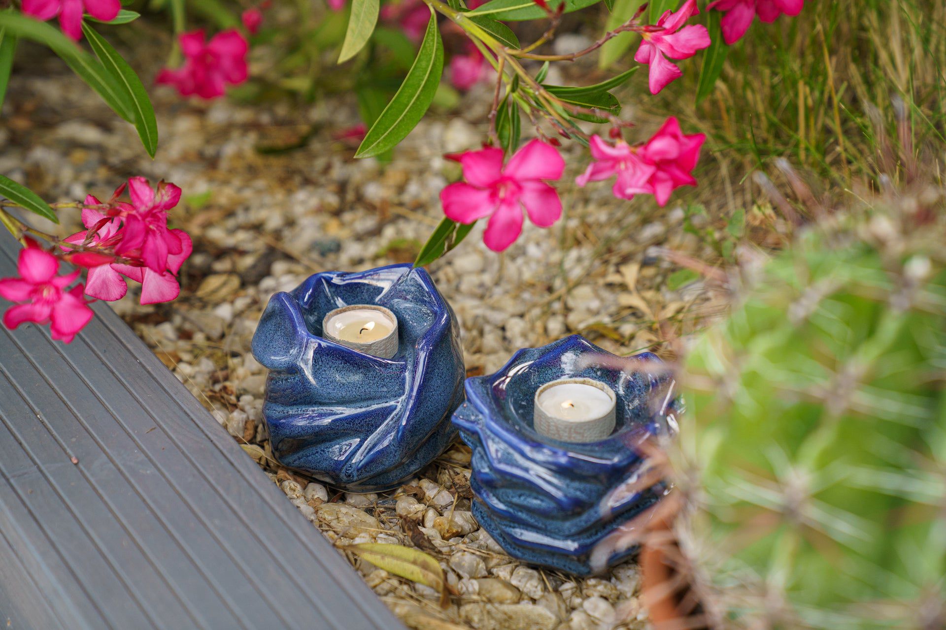 Candleholder Keepsake Urn For Ashes | Blue Melange | Ceramic Keepsake - Pulvis Art Urns