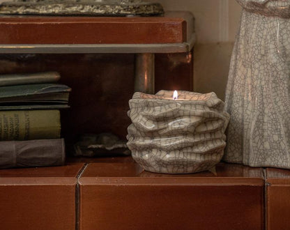 Candleholder Keepsake Urn For Ashes | Craquelure | Ceramic Memorial - Pulvis Art Urns
