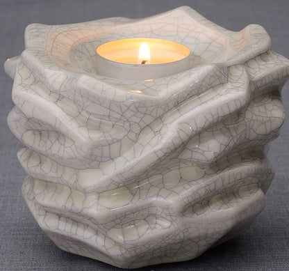 Candleholder Keepsake Urn For Ashes | Craquelure | Ceramic Memorial - Pulvis Art Urns