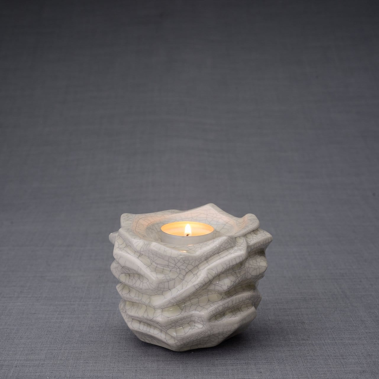 Candleholder Keepsake Urn For Ashes | Craquelure | Ceramic Memorial - Pulvis Art Urns