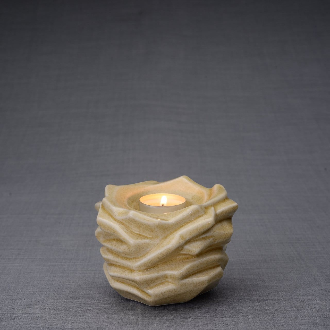 Candleholder Keepsake Urn For Ashes | Light Sand | Ceramic Keepsake - Pulvis Art Urns