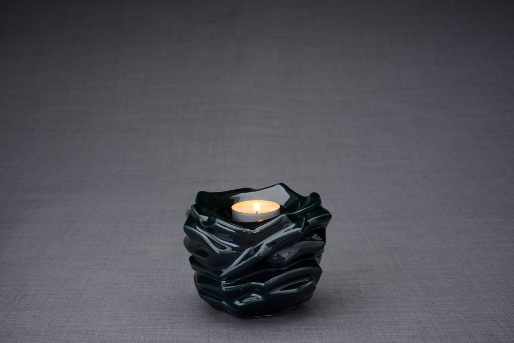 The Christ Handmade Keepsake Cremation Urn for Ashes, color Oxide Green, Candle-holder-Pulvis Art Urns