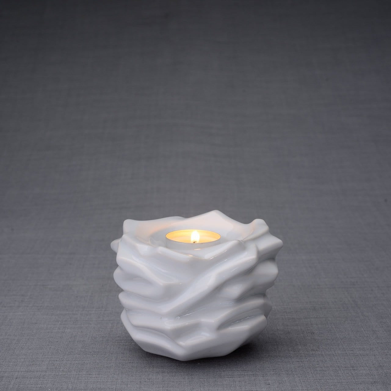 Candleholder Keepsake Urn For Ashes | White | Ceramic Keepsake - Pulvis Art Urns