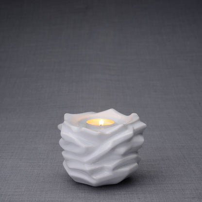 Candleholder Keepsake Urn For Ashes | White | Ceramic Keepsake - Pulvis Art Urns
