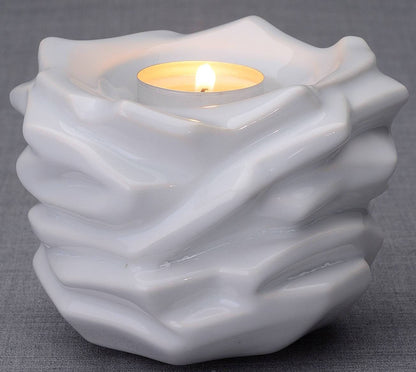 Candleholder Keepsake Urn For Ashes | White | Ceramic Keepsake - Pulvis Art Urns