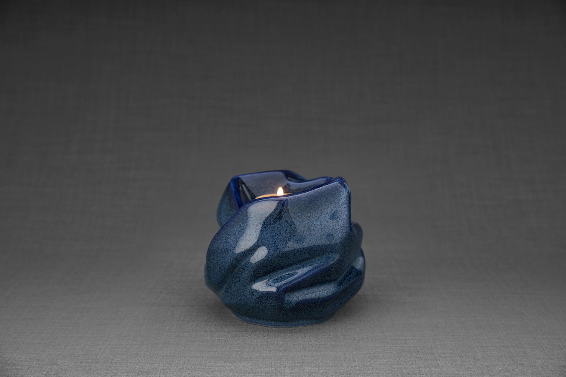Cremation Keepsake Urn For Ashes With Candle | Blue Melange | Ceramic Urn - Pulvis Art Urns