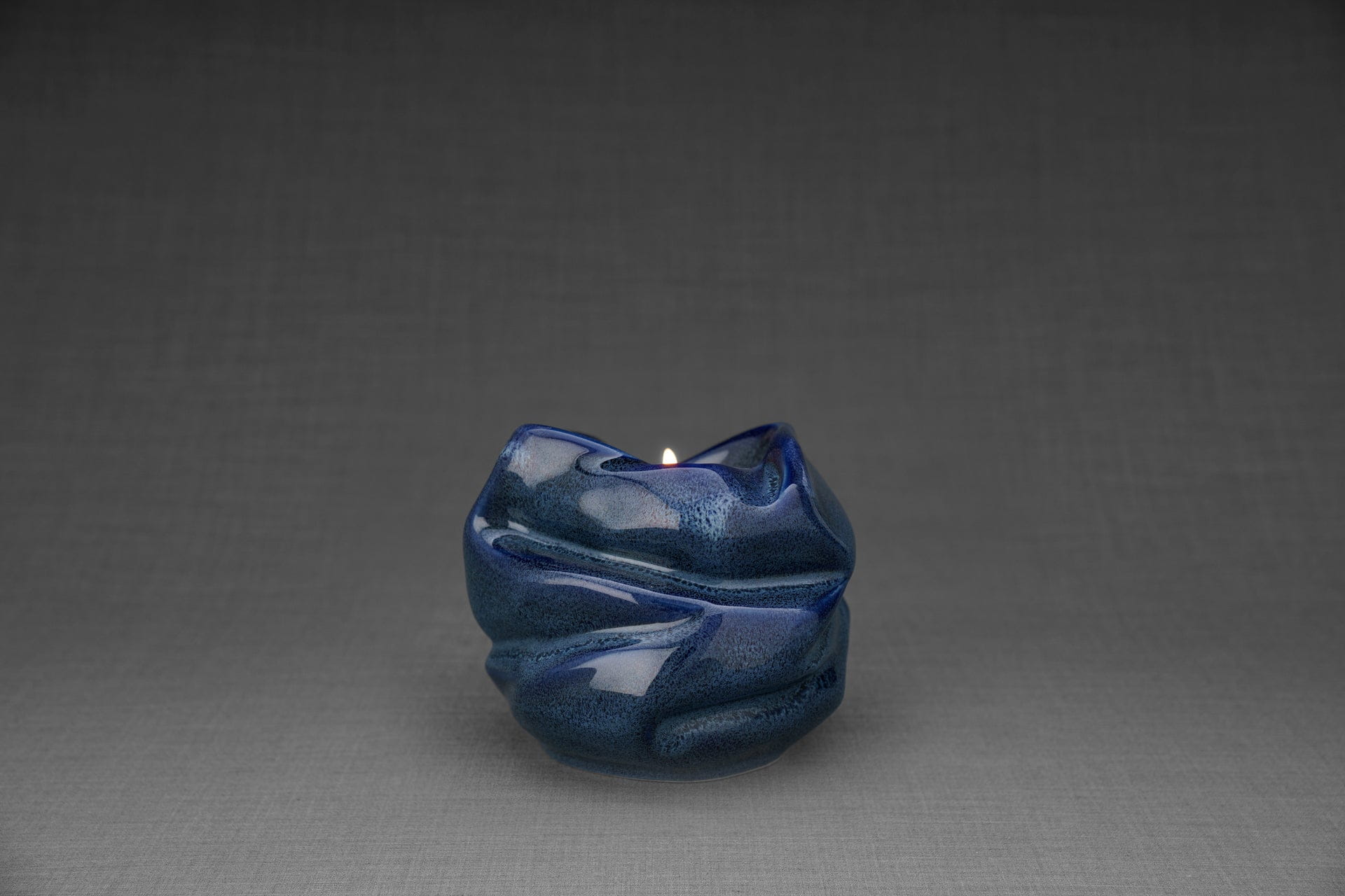 Cremation Keepsake Urn For Ashes With Candle | Blue Melange | Ceramic Urn - Pulvis Art Urns