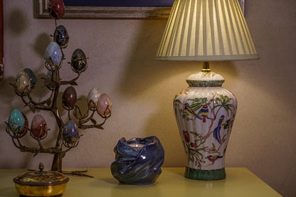 Cremation Keepsake Urn For Ashes With Candle | Blue Melange | Ceramic Urn - Pulvis Art Urns