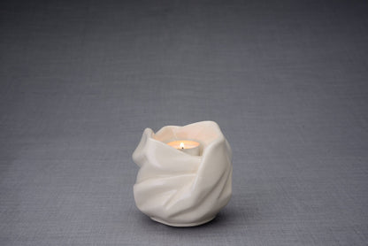Cremation Keepsake Urn For Ashes With Candle | Off-white | Ceramic Urn - Pulvis Art Urns