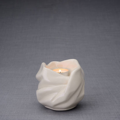 Cremation Keepsake Urn For Ashes With Candle | Off-white | Ceramic Urn - Pulvis Art Urns