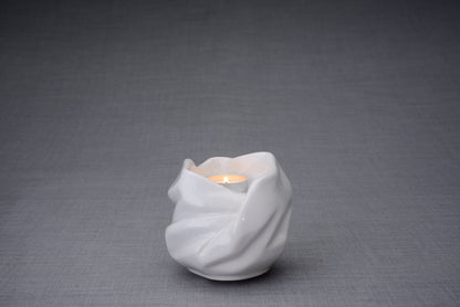 Cremation Keepsake Urn For Ashes With Candle | White | Ceramic Urn - Pulvis Art Urns