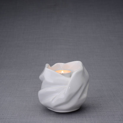 Cremation Keepsake Urn For Ashes With Candle | White | Ceramic Urn - Pulvis Art Urns