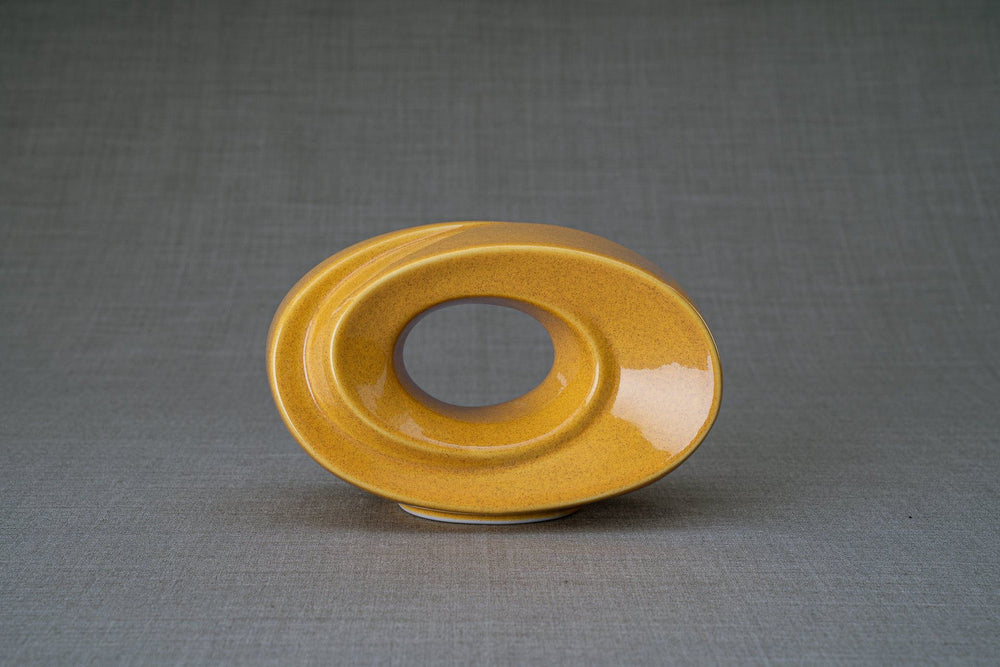 Pulvis Art Urns Keepsake Urn Handmade Cremation Keepsake Urn "The Passage" - Small | Amber Yellow | Ceramic