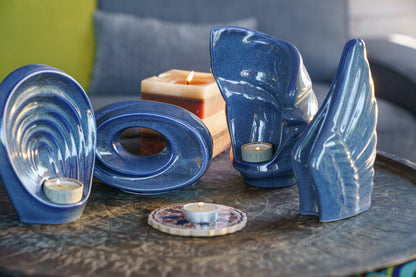 Handmade Cremation Keepsake Urn "The Passage" - Small Urn | Blue Melange | Ceramic - Pulvis Art Urns