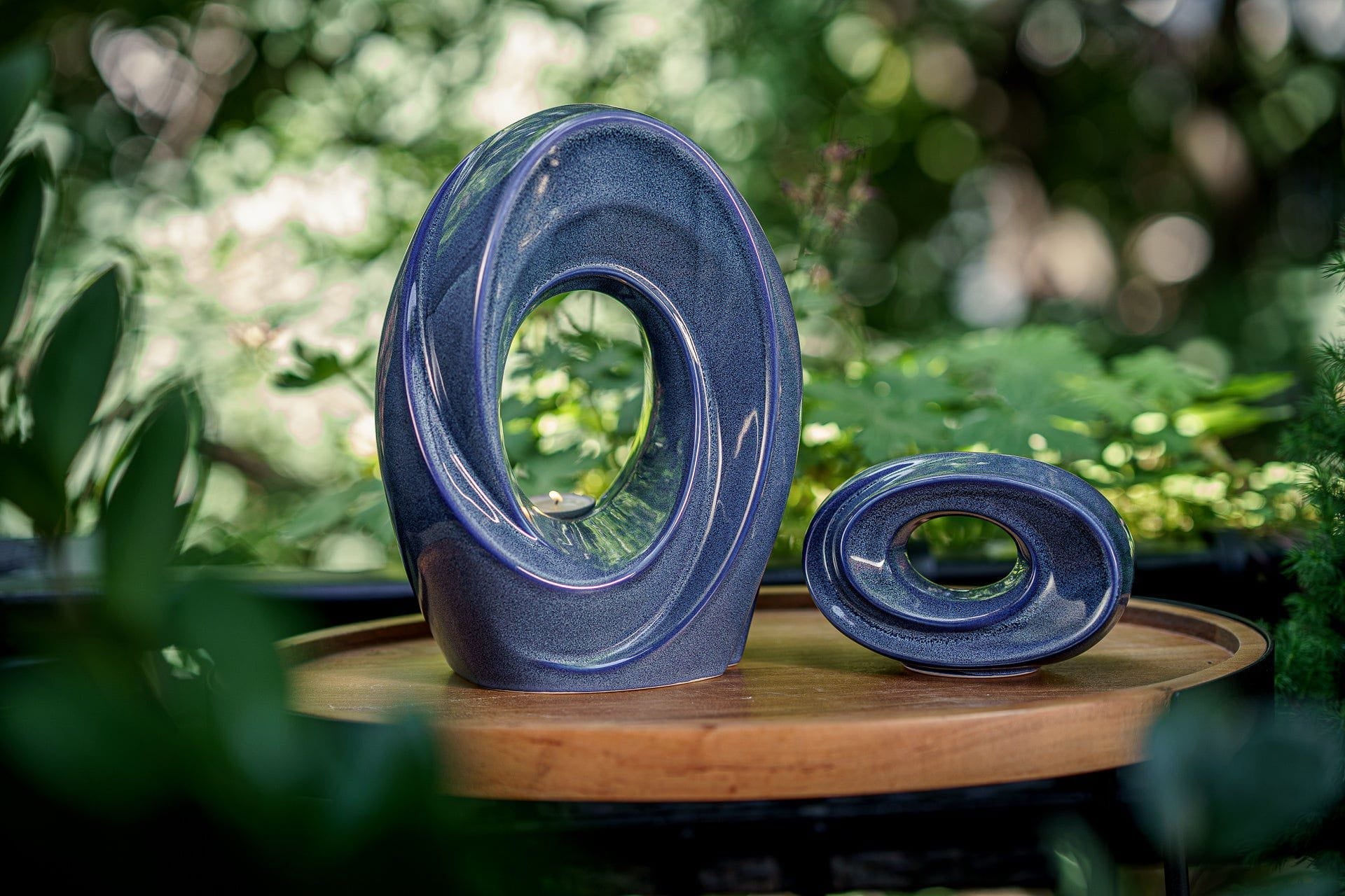 Handmade Cremation Keepsake Urn "The Passage" - Small Urn | Blue Melange | Ceramic - Pulvis Art Urns