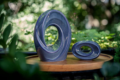 Handmade Cremation Keepsake Urn "The Passage" - Small Urn | Blue Melange | Ceramic - Pulvis Art Urns
